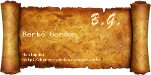 Berkó Gordon névjegykártya